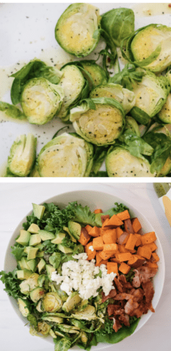 roasted brussels sprouts and colorful winter veggie salad